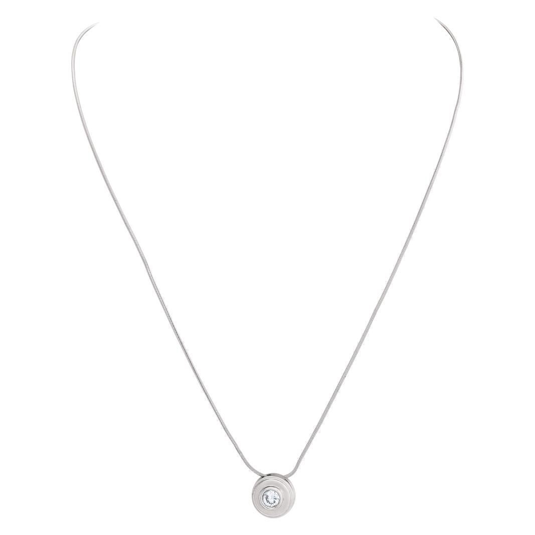 Diamond Necklace on 14k White Gold "Diamond Cut" Italian Chain For Sale