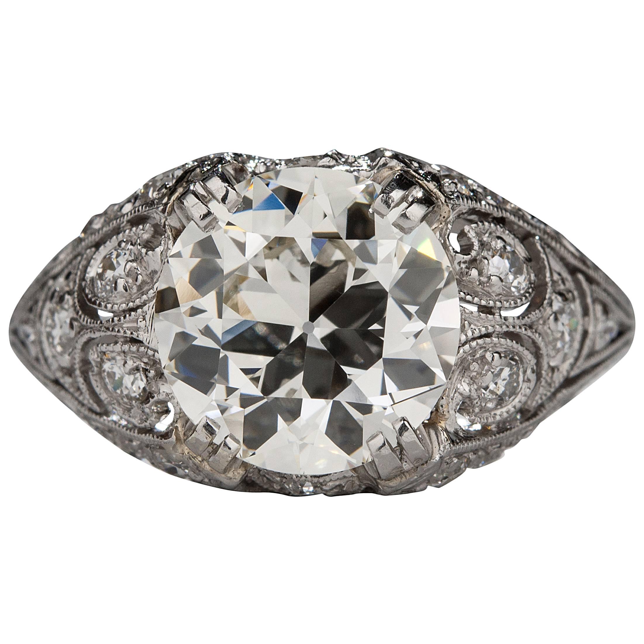 1910s Edwardian 2.42ct Diamond Ring For Sale