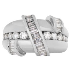 Diamond Ring in Platinum, 1.00 Ct in Round & Baguette Diamonds, Charles Krypell