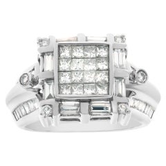 Bague en or blanc 14 carats avec diamants de 0,74 carat