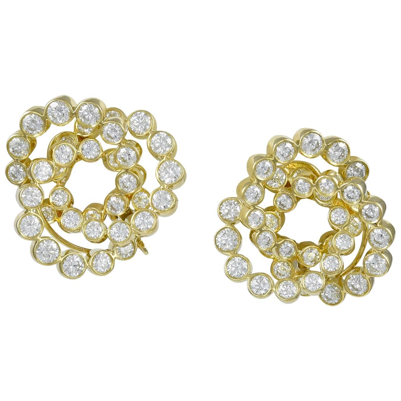 VERDURA Gold and Diamond Trefoil Earrings