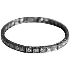 1930s Diamond Platinum Line Bracelet