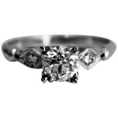 Old European Cut Diamond and Platinum Ring Old European Cut Diamond and Platinum Ring