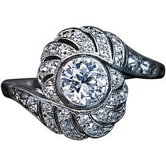 Art Deco Diamond Platinum Tourbillon Ring
