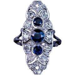 Art Deco Sapphire Diamond Platinum Ring 5
