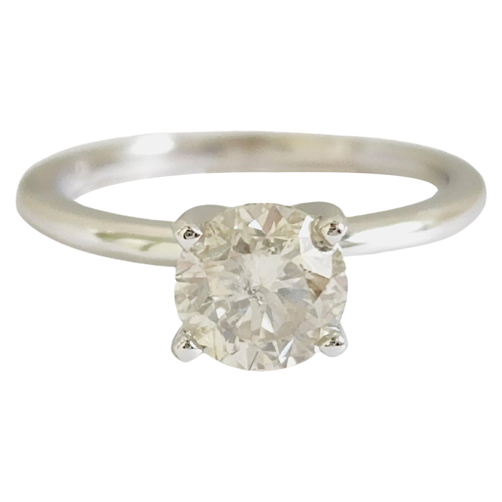 GIA 1.17 Carat Round Cut Diamond White Gold Solitaire Ring 14 Karat For Sale