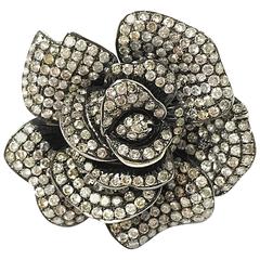Gorgeous Large Rose Flower Diamond Gold Ring