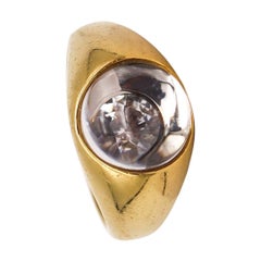 Mauboussin Paris Bombe Orb Cocktail Ring 18kt Gold with 9.75 Ct Diamond & Quartz