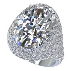 10.10 Carat Oval Diamond, GIA Certified in Dome Diamond Covered 18k Gold Ring