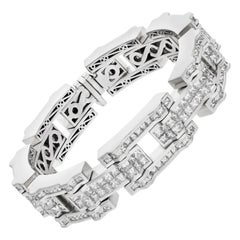 Bracelet en or blanc 18 carats avec diamants pour hommes, épais et brillant