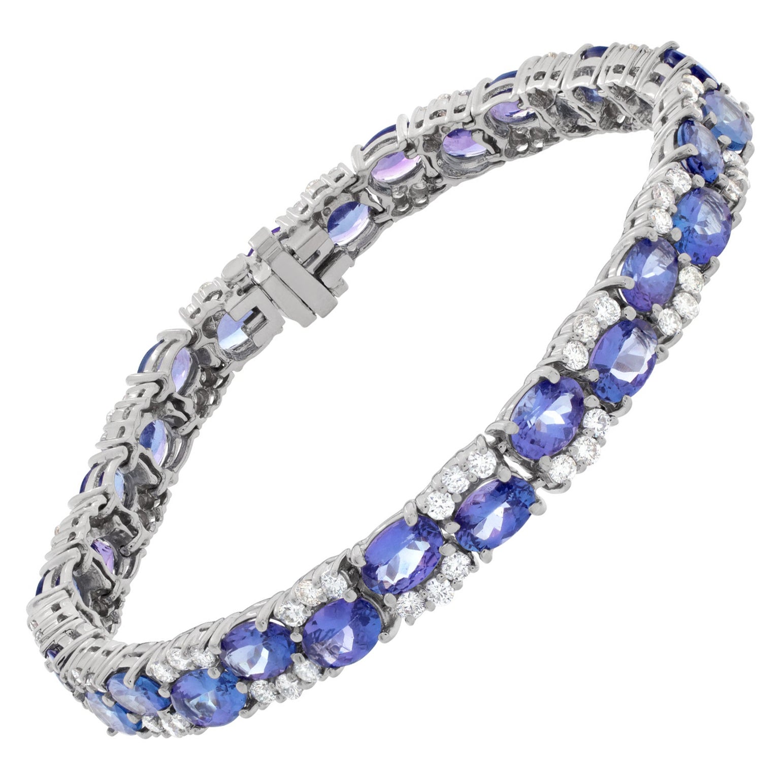 Line Bracelet in 14k White Gold with 2.45 Carats in Diamonds and 14.75 Carats For Sale