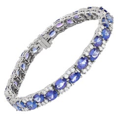 Bracelet ligne en or blanc 14k avec 2,45 carats de diamants et 14,75 carats de diamants