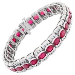 Vintage Line Bracelet in 14k White Gold with 4 Cts in Diamonds and 17.10 Cts in Rubies