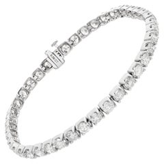 Vintage Line Diamond Bracelet with 8.09 Carat Full Cut Round Diamonds Set