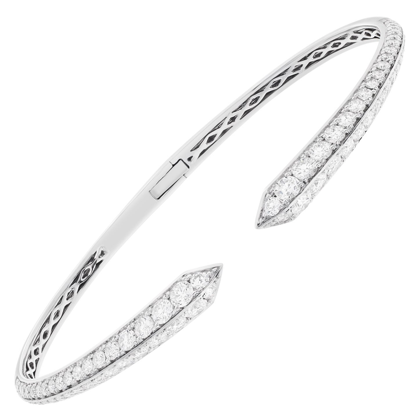 18k White Gold Bangle with 2.36 Carats in Diamonds, Fits Up to Wristt For Sale