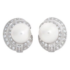 Pearl Earrings in 14k White Gold