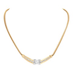 Collana con catena di diamanti in oro giallo e bianco 14k