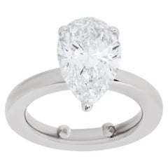 Solitär-Ring aus Platin, GIA-zertifizierter birnenförmiger 3,18 Karat Diamant