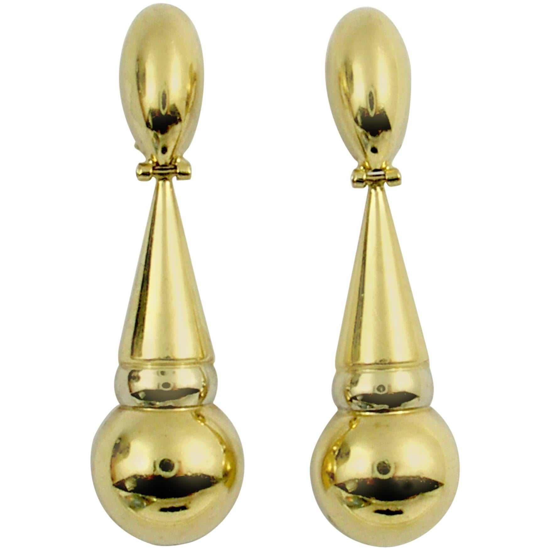 Two Color Gold Drop Earrings