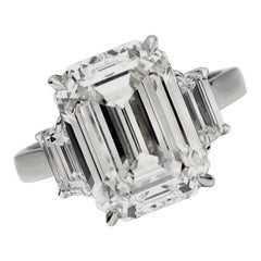 GIA Certified 3.50 Carat Emerald Cut Diamond Ring 