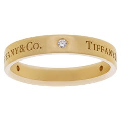 18K Gold Band Ring with Three Round Brilliant Diamonds, Tiffany & Co.