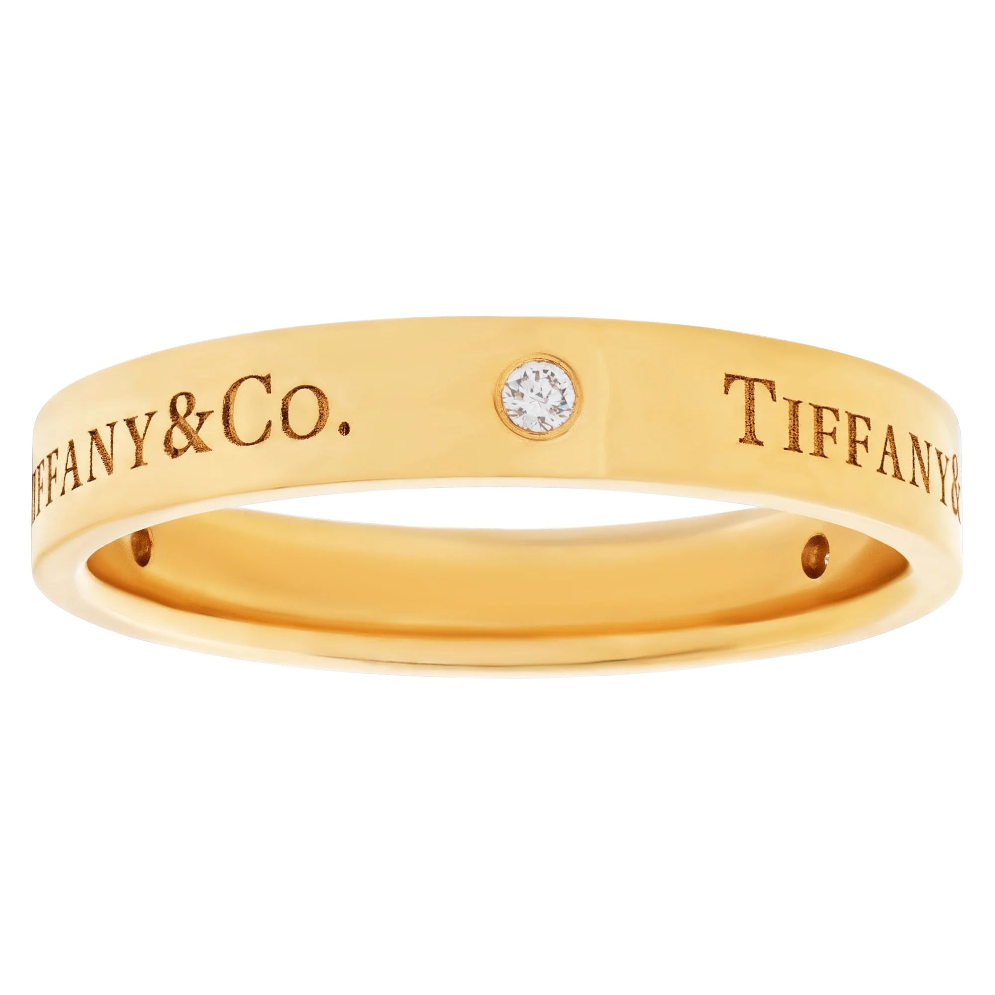 Tiffany And Co True T Narrow Ring 18k Rose Gold With Diamonds For Sale