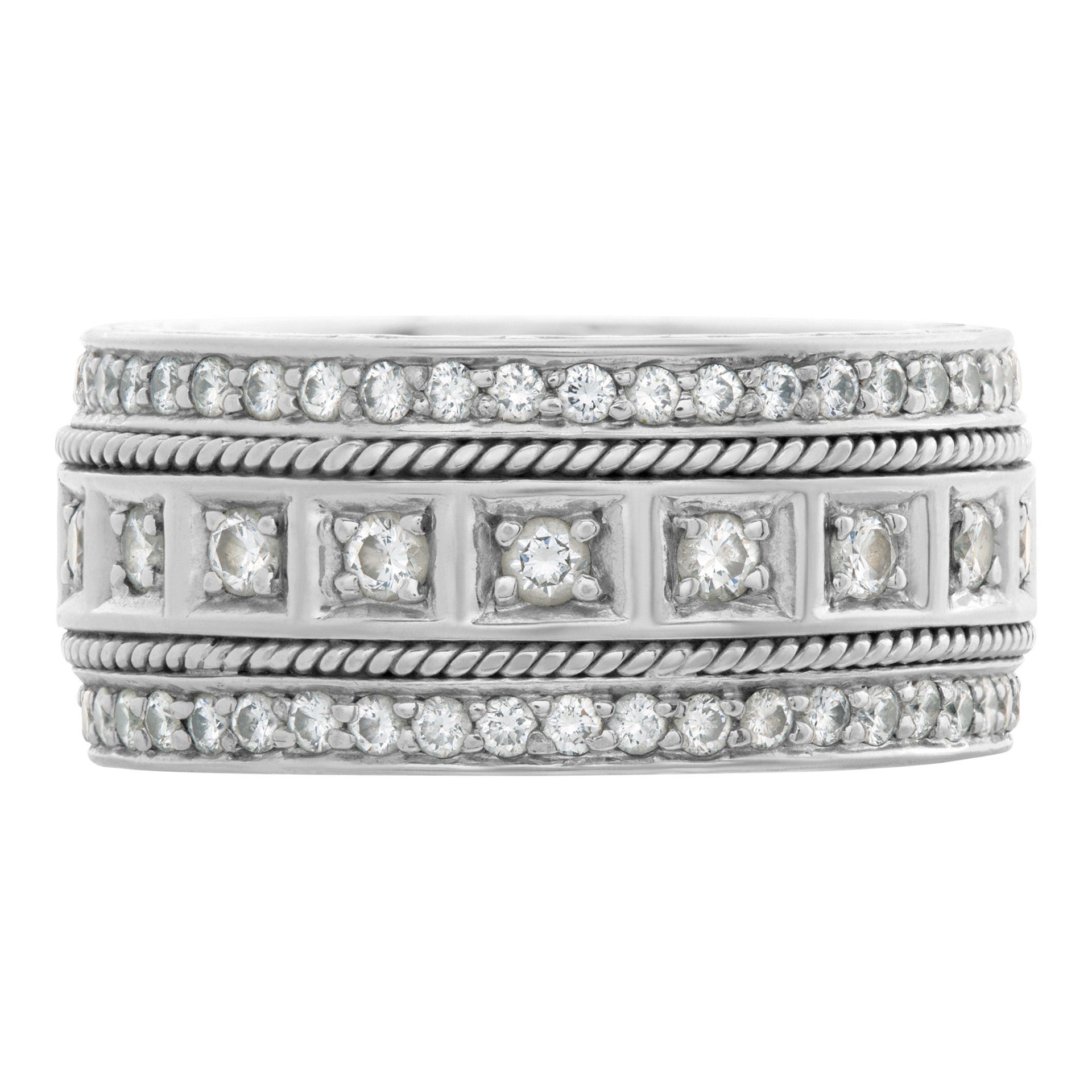 2 Carat G-H Diamond Full Eternity Wedding Engagement Band Ring 14K White Gold 