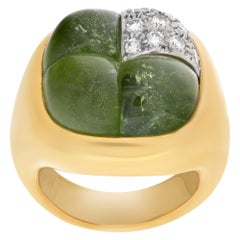 Bague en forme de feuille de sucre Pomelatto en or jaune 18 carats avec diamants pavés