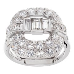 Vintage Platinum Diamond Ring with Approximately 0.88 Carats in Diamonds