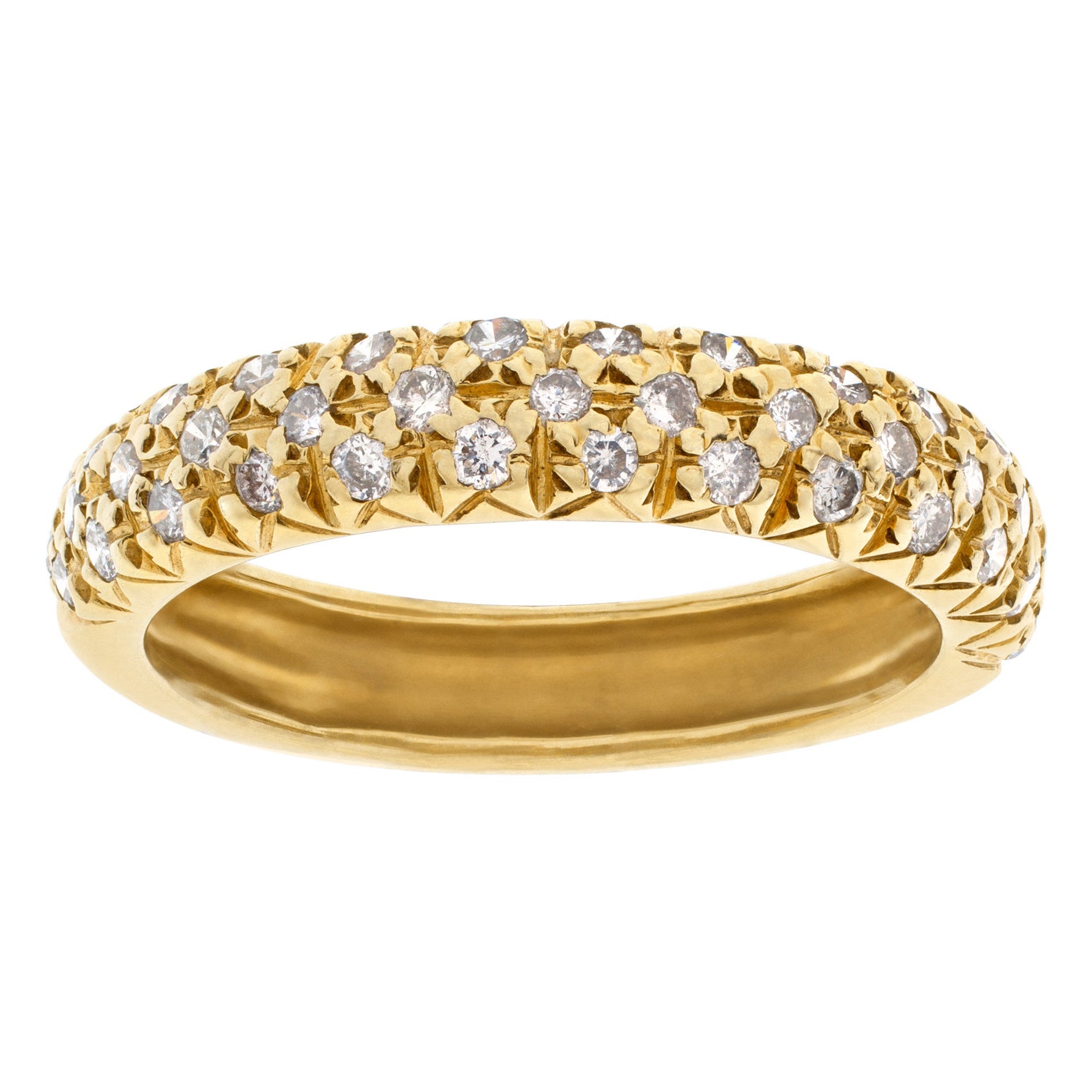 Pavé Diamond Band in 14k Yellow Gold. 0.80 Carats in Diamonds For Sale