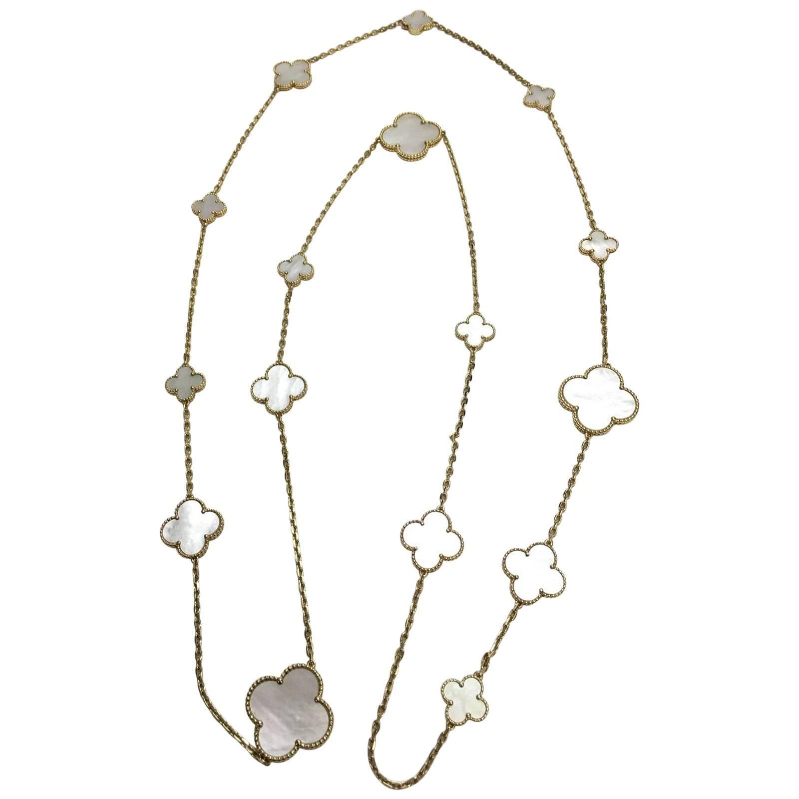Van Cleef & Arpels Magic Alhambra Mother of Pearl 16 Motif Necklace 
