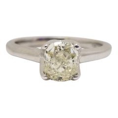 GIA 1.01 Carat Natural Fancy Yellow Cushion Diamond Ring 14 Karat White Gold