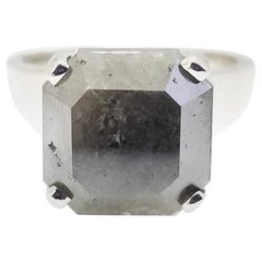 IGI 8.10 Carat Fancy Gray Natural Radiant Diamond Ring 14 Karat White Gold