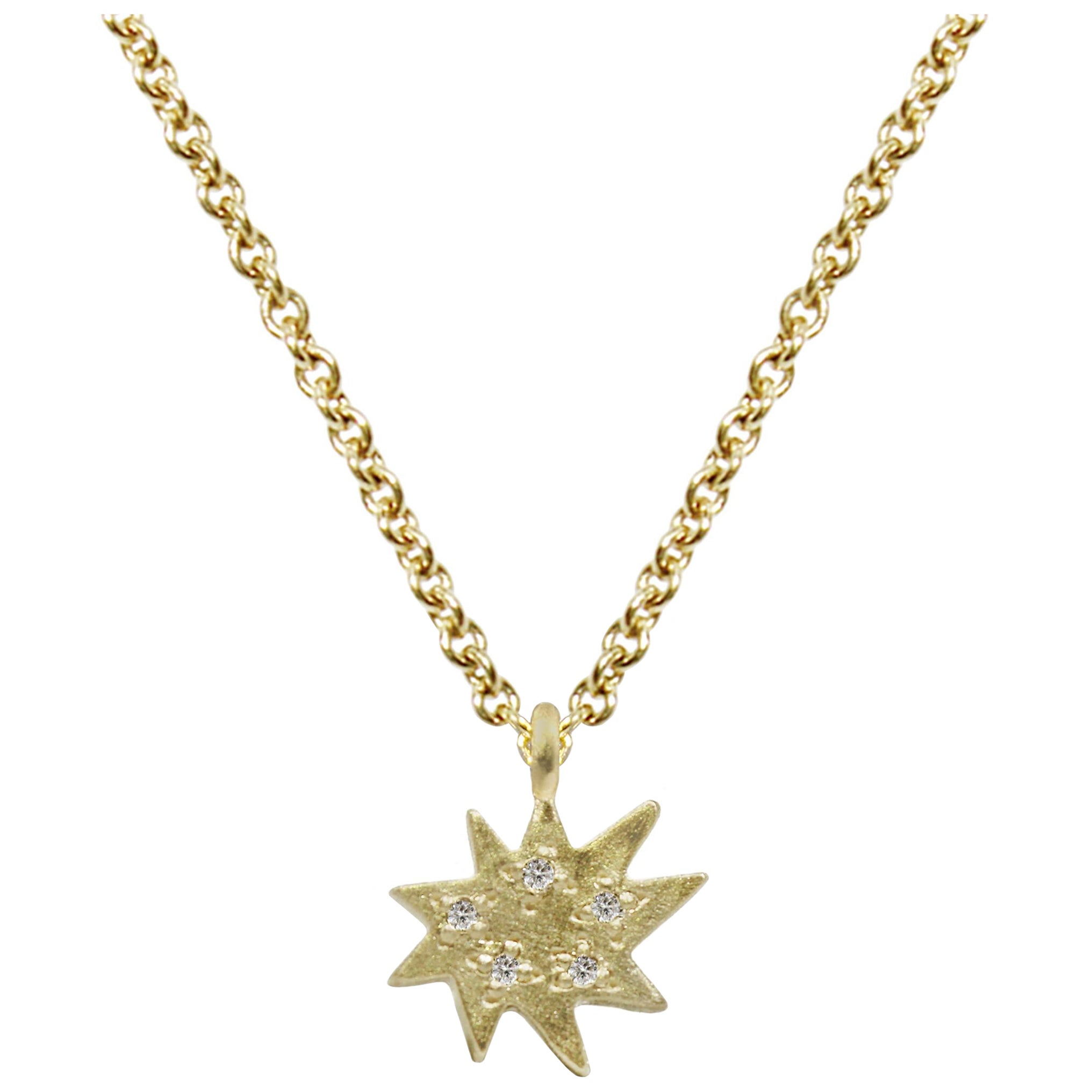 Emily Kuvin Mini Stella Gold and Diamond Organic Star Necklace, Alone or Layered