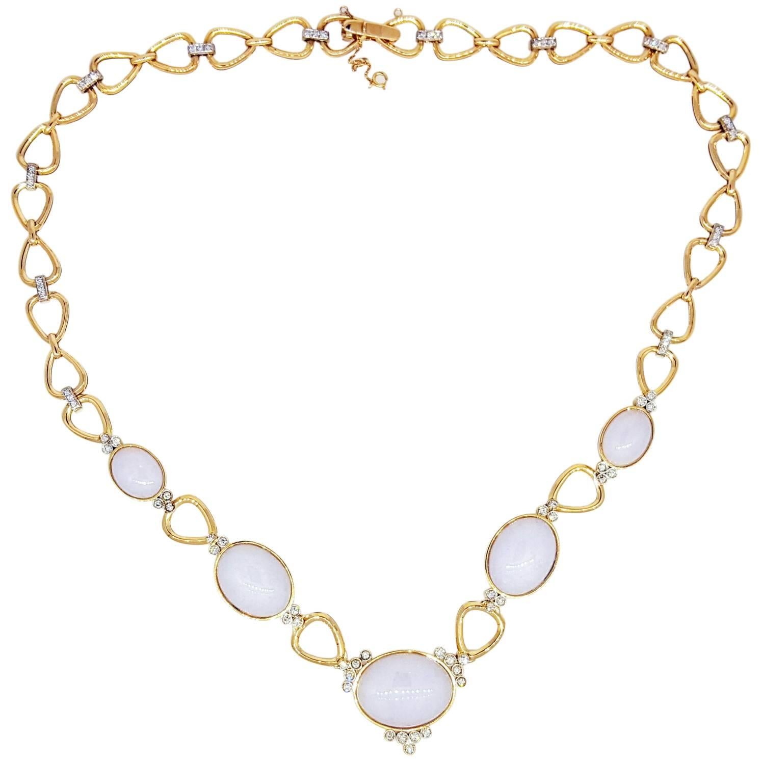 Lavender Jade Diamond Gold Necklace