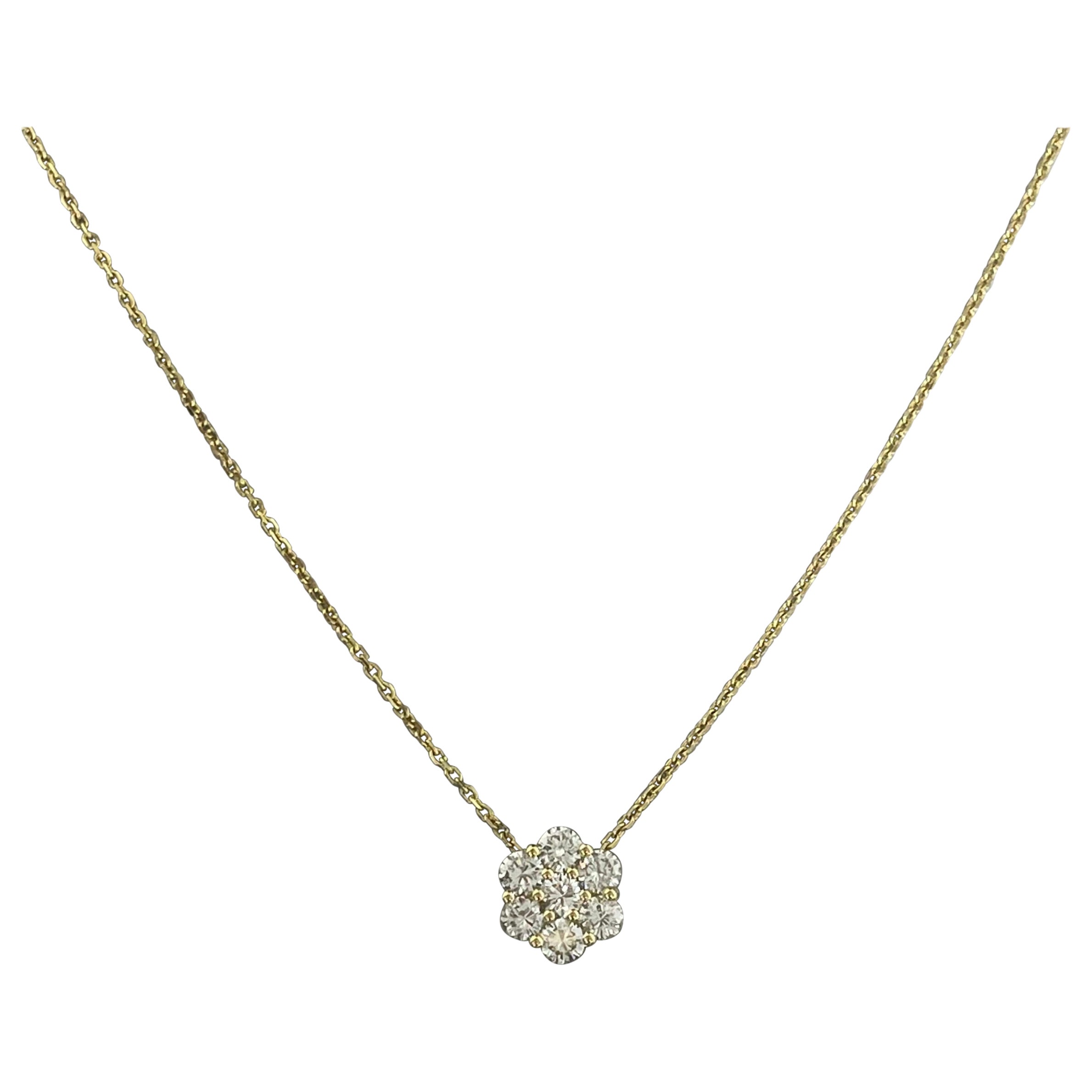 Beauvince Flower Cluster Diamond Pendant 0.71 Ct Diamonds in Yellow Gold