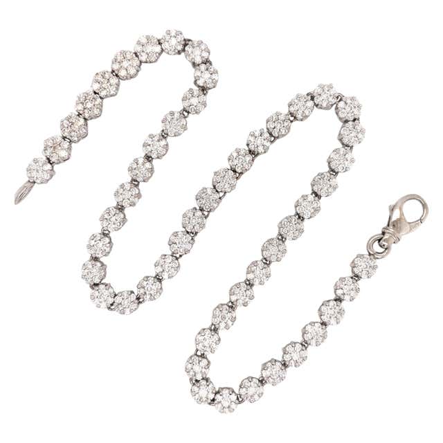 Diamond cluster tennis necklace Clearance