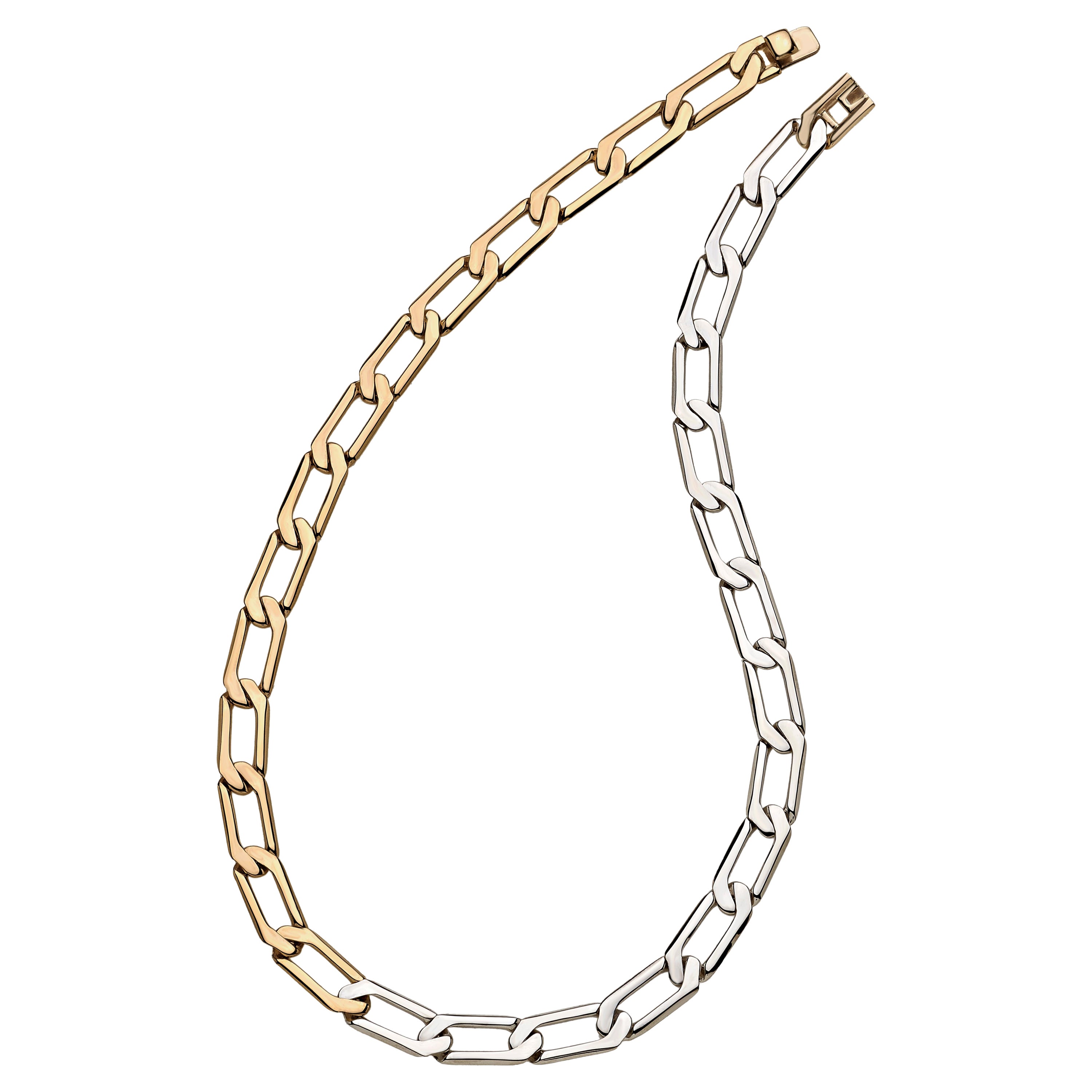Prasi Handgefertigte Halskette aus 18 Karat Gelbgold & Platin im Angebot