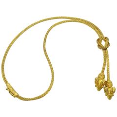 Ilias Lalaounis Gold Ram's Head Knot Lariat Necklace