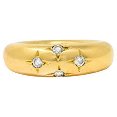 Chaumet Paris Retro Diamond 18 Karat Yellow Gold Starburst Puffy Band Ring