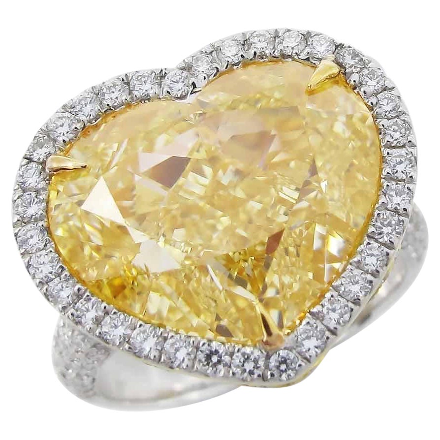 Emilio Jewelry Gia Certified 12.00 Carat Fancy Yellow Diamond Ring For Sale