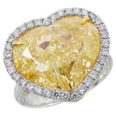 Emilio Jewelry Gia Certified 12.00 Carat Fancy Yellow Diamond Ring