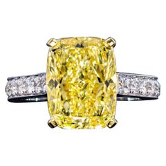 Emilio Jewelry GIA Certified 6.29 Carat Fancy Intense Yellow Diamond Ring
