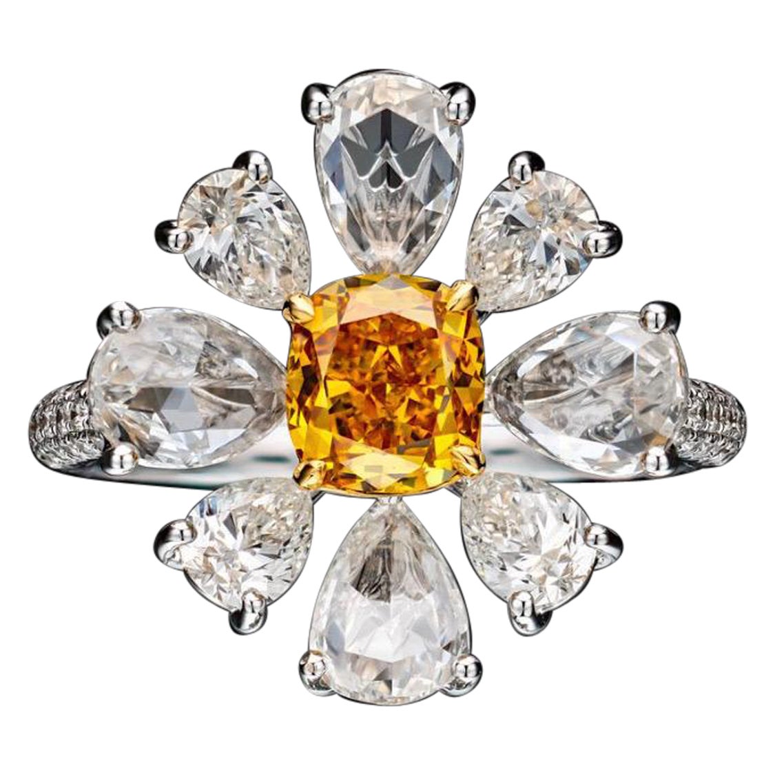 Emilio Jewelry GIA Certified Vivid Orange Yellow Diamond Ring For Sale