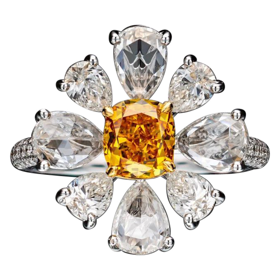 Emilio Jewelry GIA Certified Vivid Orange Yellow Diamond Ring