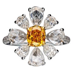 Emilio Jewelry GIA Certified Vivid Orange Yellow Diamond Ring
