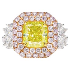 Emilio Jewelry GIA zertifizierter 4,96 Karat Ausgefallener intensiver grünlich Diamantring