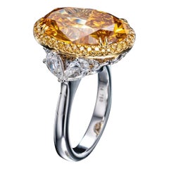 Emilio Jewelry Gia Certified 9.24 Carat Fancy Deep Orange Diamond Ring