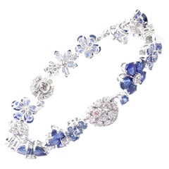 Van Cleef & Arpels Folie des prés Diamond Sapphire Flower White Gold Bracelet