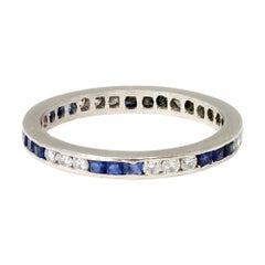  Diamond and Sapphire Eternity Band Ring CA 1920